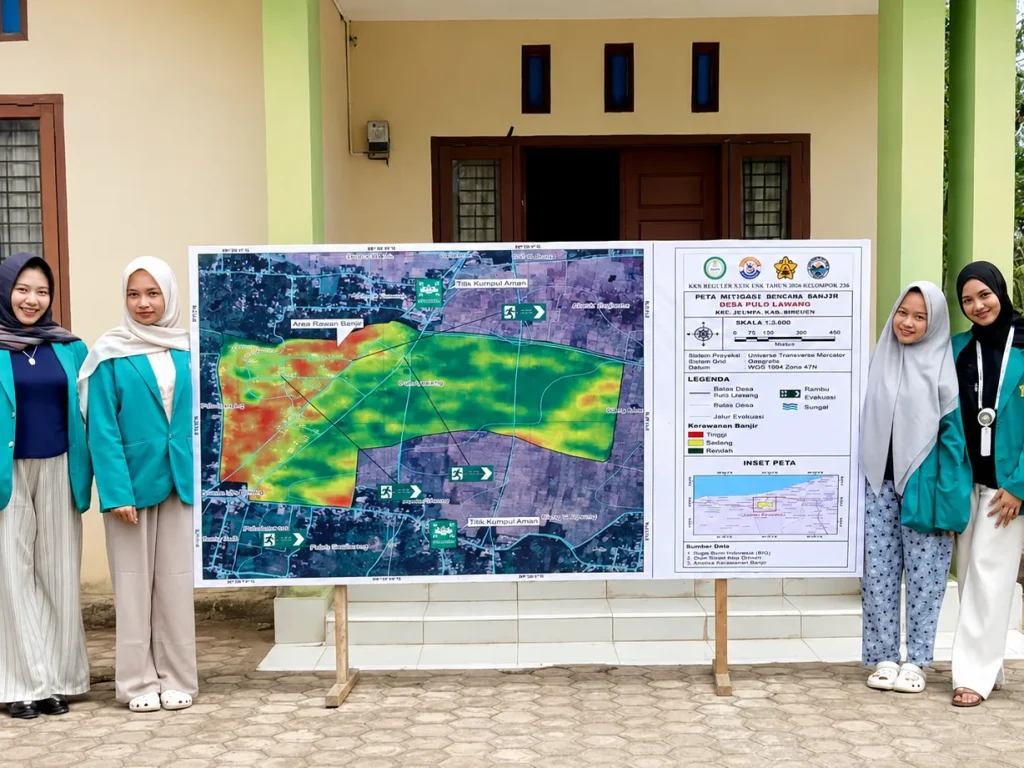 Mahasiswa KKN-R USK Kelompok 236 Petakan Kawasan Rawan Banjir di Gampong Pulo Lawang