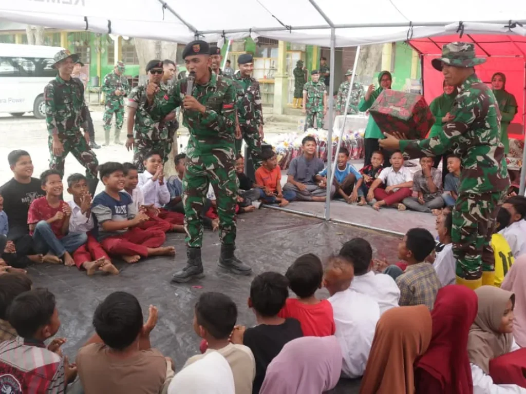 Yonkav 11/MSC Gelar Bakti Sosial dan Trauma Healing untuk Anak Korban Banjir di Bener Meriah