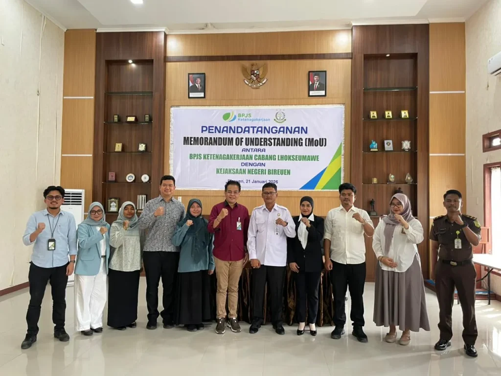 Perkuat Sinergi dan Kepastian Hukum, BPJS Ketenagakerjaan Lhokseumawe Teken MoU dengan Kejaksaan Negeri Bireuen