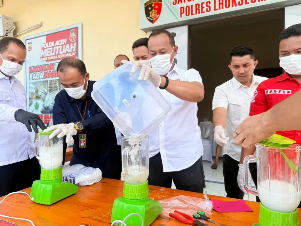 Sat Resnarkoba Polres Lhokseumawe Musnahkan 1,4 Kilogram Sabu dan Puluhan Gram Ganja