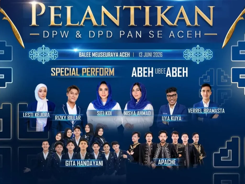 Lesti Kejora hingga Pasha Ungu Bakal Meriahkan Pelantikan DPW PAN Aceh